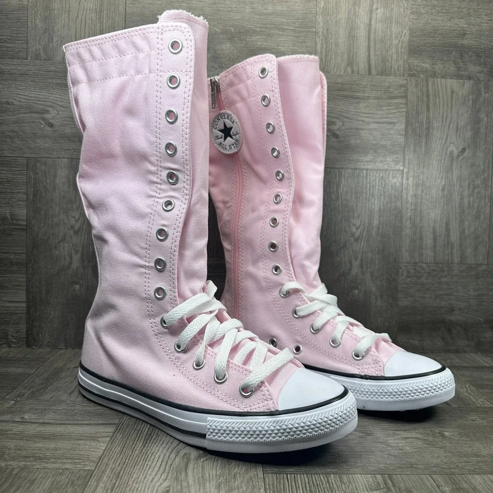 Converse XX-Hi Sneakers Youth 3 Pink Knee High Canvas Zip Up NEW